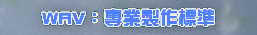 WAV:專業製作標準,音質無可挑剔